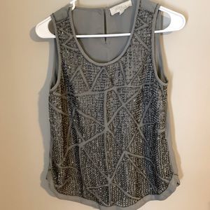 olive and oak silver beaded top